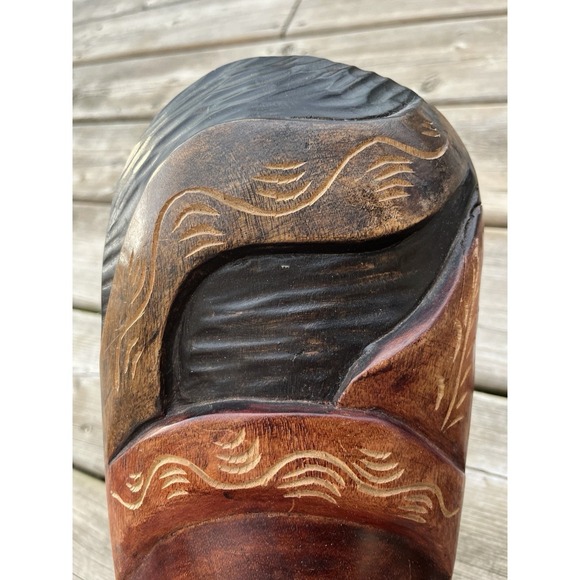 African Style Set Of Wood Face Mask Hand Carved Tribal Rustic - Picture 7 of 16